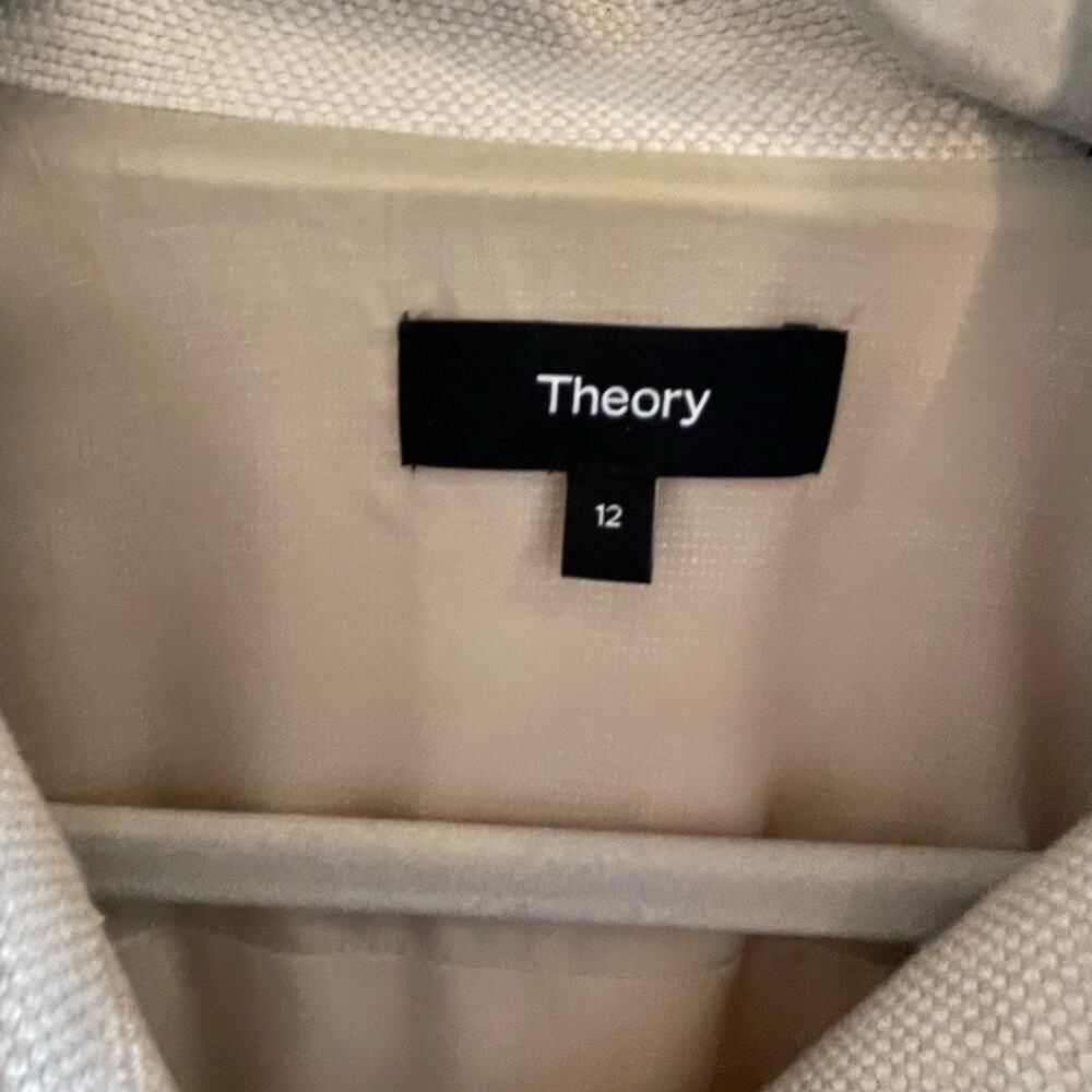 Theory Basket Weave Belted Military Dress Beige - Picture 9 of 10